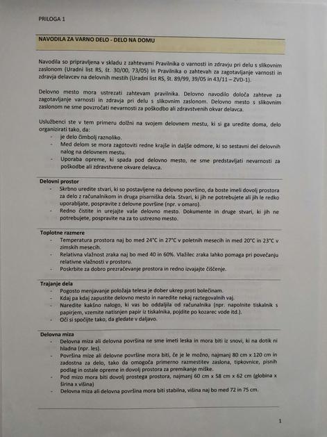 Zahteve za delo od doma