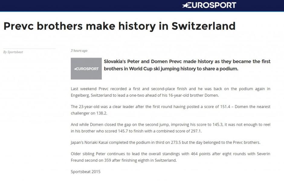 peter prevc domen prevc eurosport  | Avtor: Eurosport