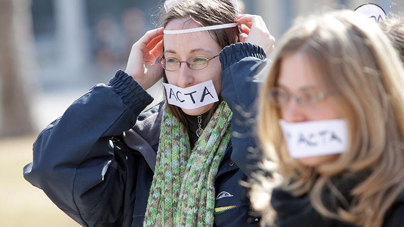 Protest proti Acti v Ljubljani.