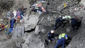 Forenziki na prizorišču nesreče letala Germanwings