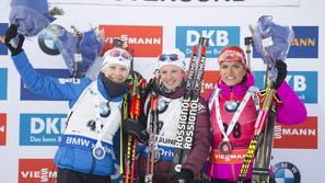 (od leve proti desni): Kaisa Makarainen, Marie Dorin Habert in Gabriela Koukalov
