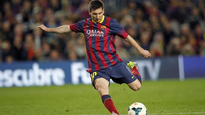 Messi prosti strel gol Barcelona Athletic Bilbao BBVA