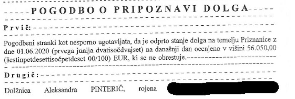 Notarski zapis o priznanju dolga | Avtor: 