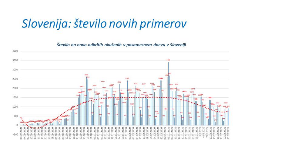 Število novih primerov v Sloveniji | Avtor: Vlada RS