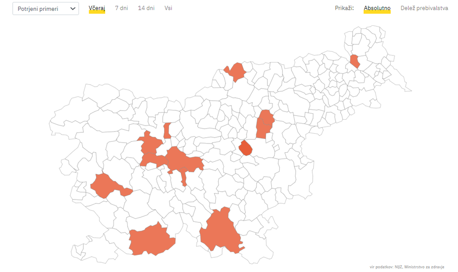 Novi primeri okužb | Avtor: covid-19.sledilnik