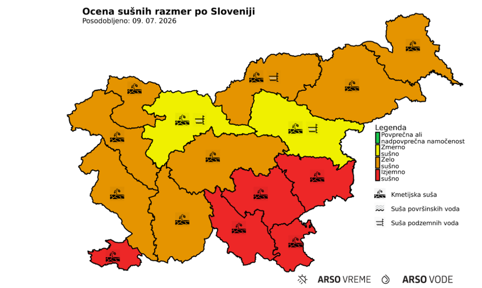 Suša Slovenija julij 2026 | Avtor: Arso