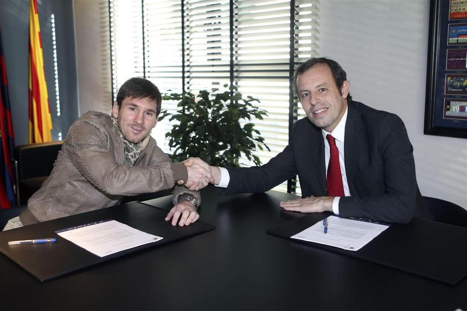 Messi Rosell Barcelona nova pogodba podpis pogodbe Camp Nou