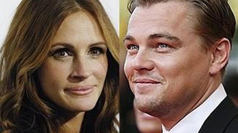 Oskarjevka Julia Roberts in oskarjevski nominiranec Leonardo Di Caprio sta le dv