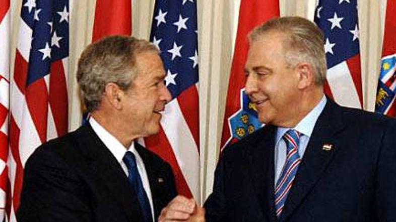 Srečanje Busha in Sanaderja na Banskih dvorih