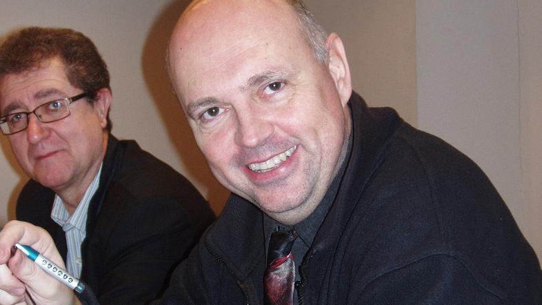 Mitja Reichenberg, prvi mož Slovenske kinoteke (desno), in Mojmir Suhar, direkto