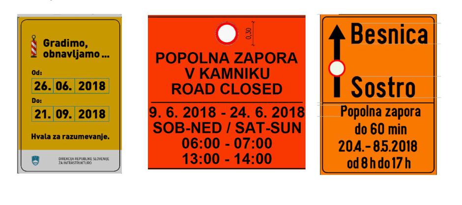 Obvestilne table o zapori | Avtor: DRSI 