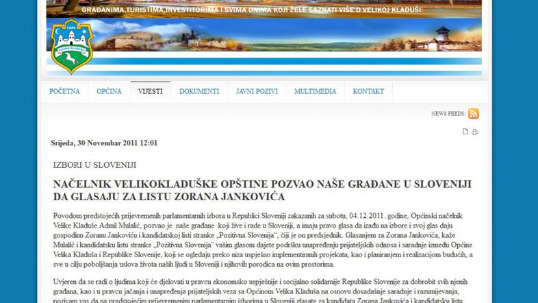 Poziv k volitvi Jankovića