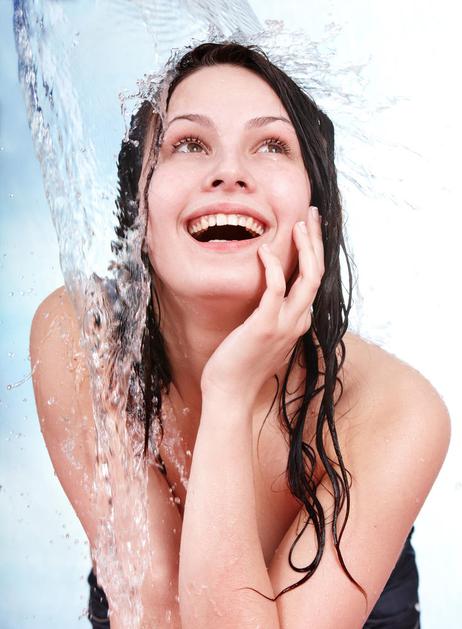 osvežitev, ženska, telo, nasmeh