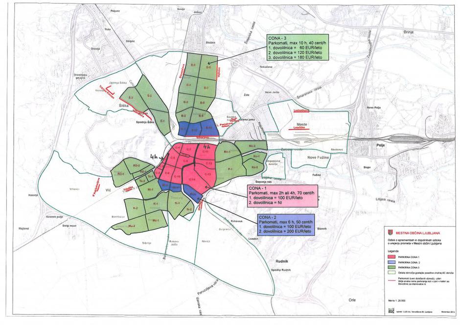 Zemljevid parkirnih con Ljubljana | Avtor: MOL