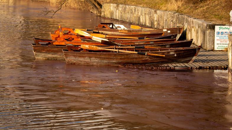 Letos se je jezero zaradi alg obravalo rdeče.
