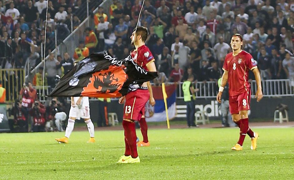Mitrović zračno plovilo dron velikoalbanska zastava stadion JNA Beograd Srbija A | Avtor: EPA