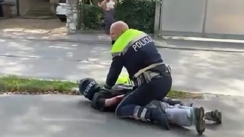 Pridržanje motorista v Kamniku