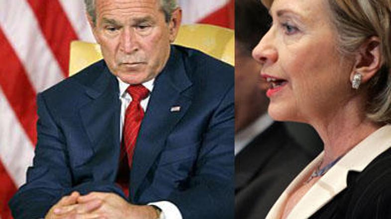 Bush in Clintonova, sicer politična nasprotnika, a najbolj priljublena.
