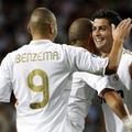 Cristiano Ronaldo in Karim Benzema proslavljata gol proti Getafeju