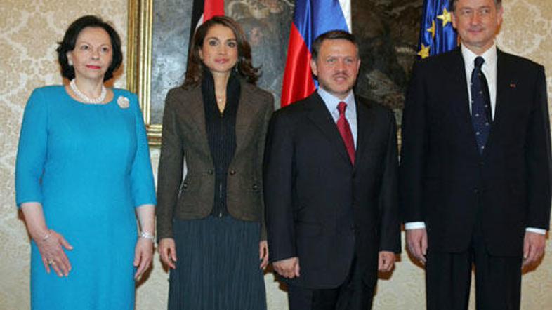 Danilo Türk s soprogo Barbaro na srečanju z jordanskim kraljem Abdulahom II. in 