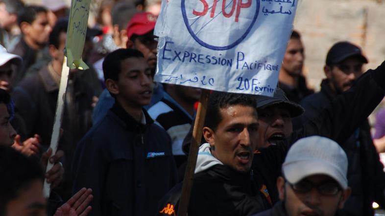 Protivladni protesti potekajo v vseh večjih mestih Maroka. (Foto: Gašper Završni