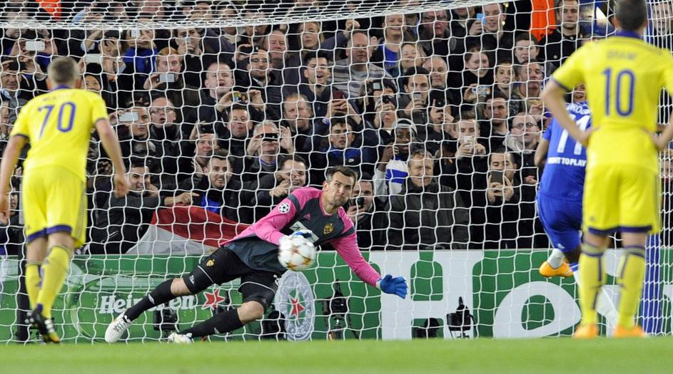 Drogba enajstmetrovka Handanović Chelsea Maribor Liga prvakov Stamford Bridge