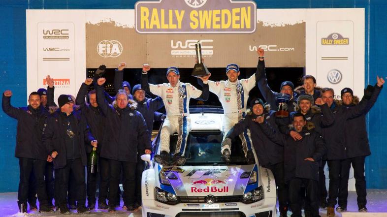 Ogier Ingrassa Volkswagen Polo reli po Švedski Švedska WRC zmaga