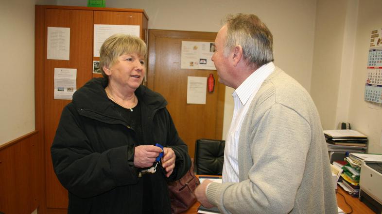 Dušan Skerbiš, koordinator odborov za novo občino, in Barica Kraljevski, predsed