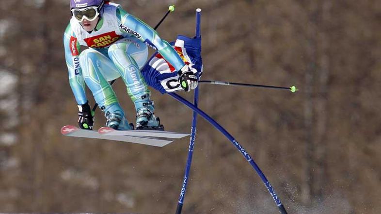 Tina Maze ni prišla v želeno deseterico smuka v italijanski Cortini. (Foto: Reut