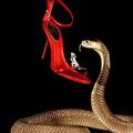 Rdeče sandale Reneja Caoville je imela v Harrodsu pod nadzorom strupena kobra.