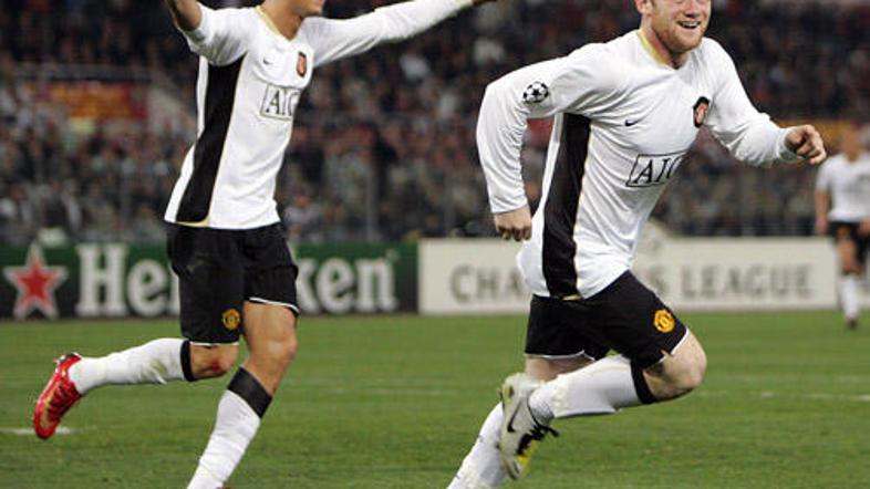 Wayne Rooney in Cristiano Ronaldo sta bila Unitedova strelca na stadionu Olimpic
