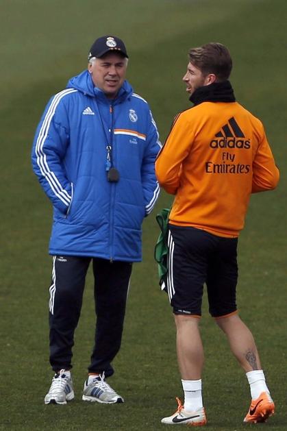 Ancelotti Ramos trening Real Madrid Atletico polfinale pokal