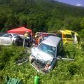 Prometna nesreča na cesti med Tolminom in Kobaridom, čelno trčenje