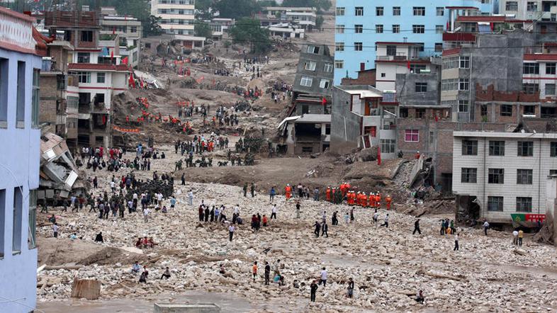 Tibet, Kitajska, poplave, zemeljski plaz, uničenje