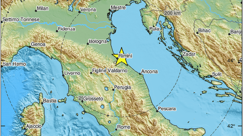 Potres, okolica Pesara