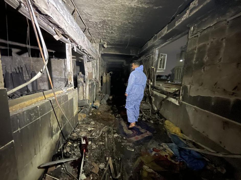 Požar v covid bolnišnici v Bagdadu