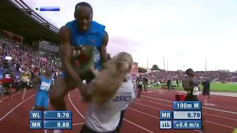 Usain Bolt vs. blonde girl