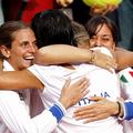 Flavia Pennetta se je s kolegicami veselila uvodnih dveh zmag, na koncu pa "mami