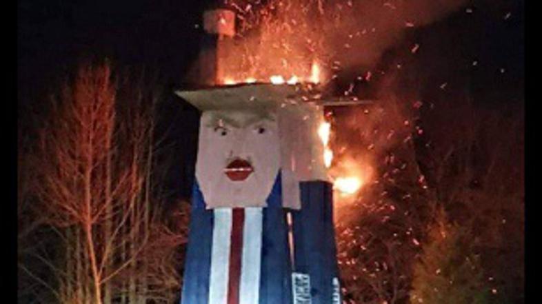 Goreči kip Donalda Trumpa