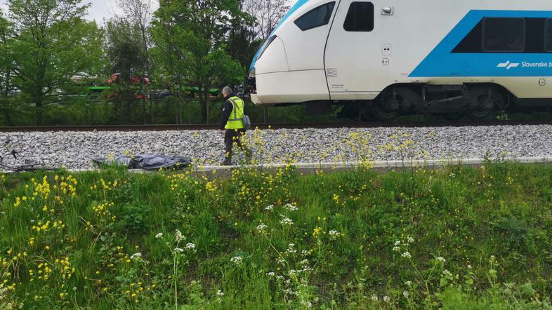 Trčenje vlaka in kolesarja v Ljubljani