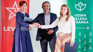 podpis namere o sodelovanju na parlamentarnih volitvah med strankama Vesna in Levica