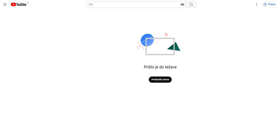 YouTube motnja YT | Avtor: PrtSc