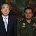 Generalni sekretar OZN Ban Ki Mun je vodjo mjanmarske hunte Than Shweja prepriča