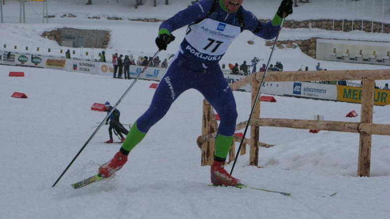 Klemen Bauer je bil na zasneženi Pokljuki najhitrejši. (Foto: SZS)