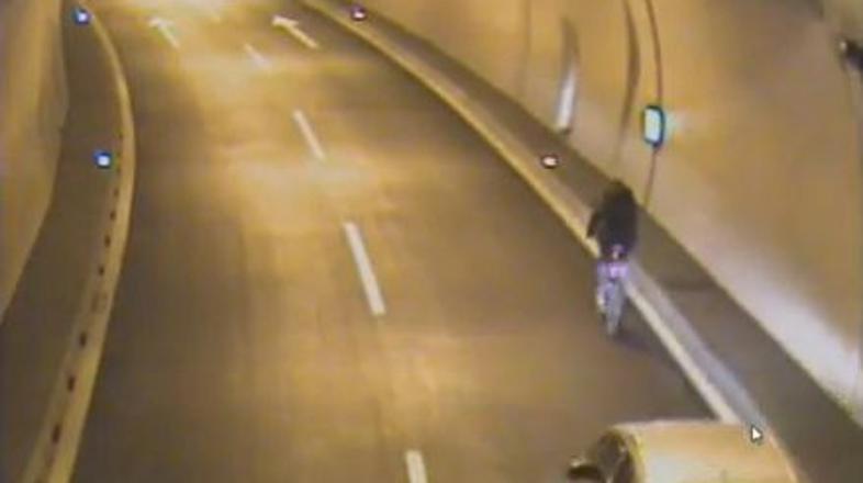 Pijani kolesar v šentviškem predoru