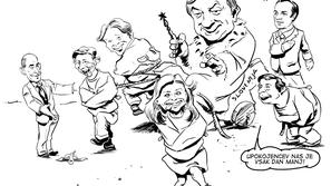 Tragedija zmešnjav - za povečavo kliknite na sliko. (Karikatura: Matej Kovačič)