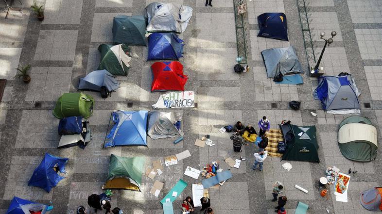 Protesti pred Ljubljansko borzo.