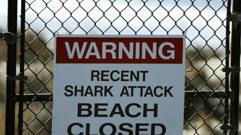 morski pes napad tabla opozorilo
