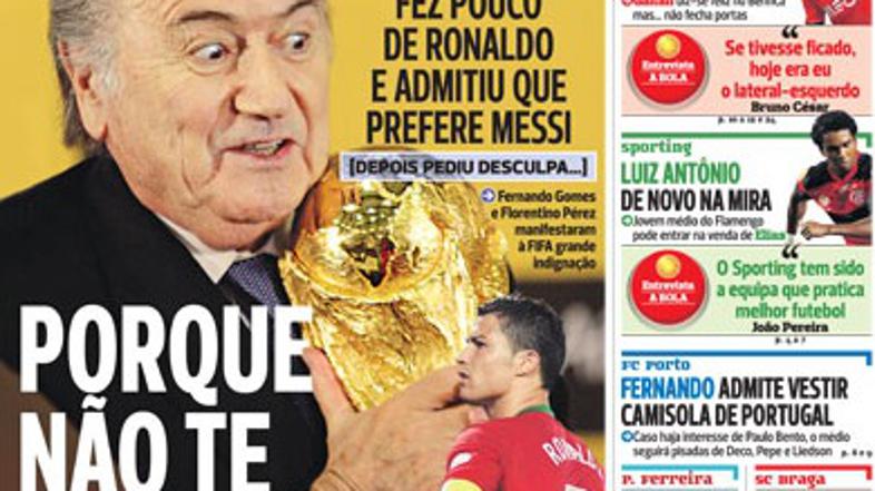 Blatter Ronaldo Zlata žoga oponašanje šala A Bola