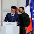Emmanuel Macron Volodimir Zelenski in Olaf Scholz v Parizu